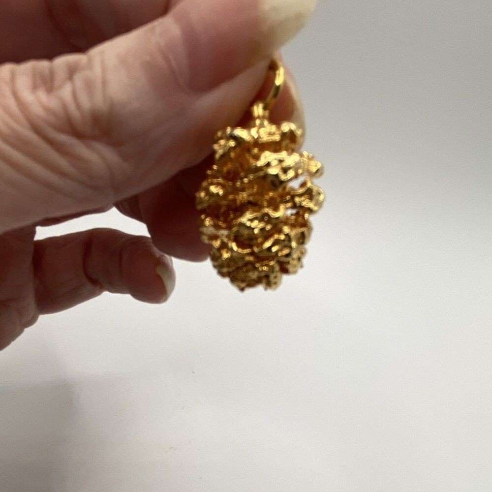 24 karat gold dipped pine one Pendant Charm with Bail - Gold Composition